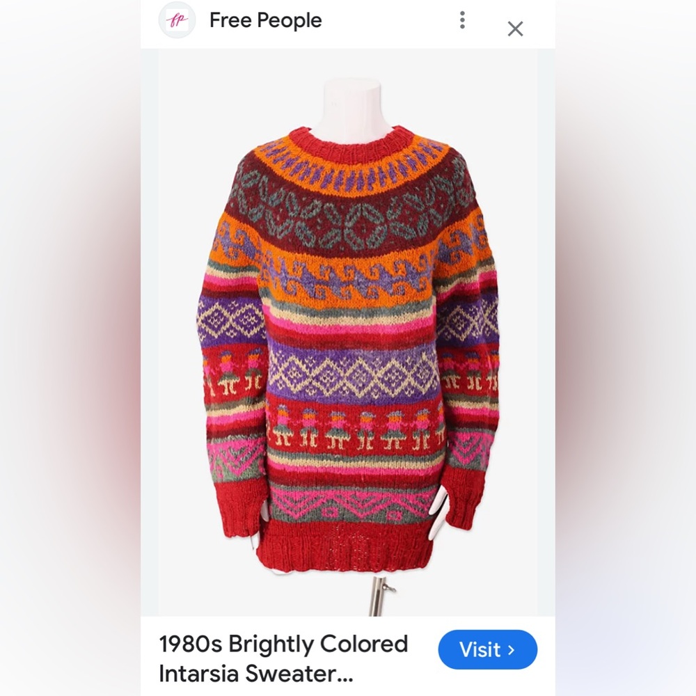 Vintage 90’s Colourful Women Handmade Knit Fairisles Wool Sweater Size S - Picture 14 of 15